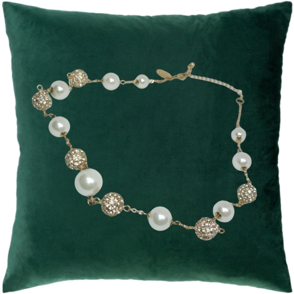 Gold & White Faux Pearls Choker